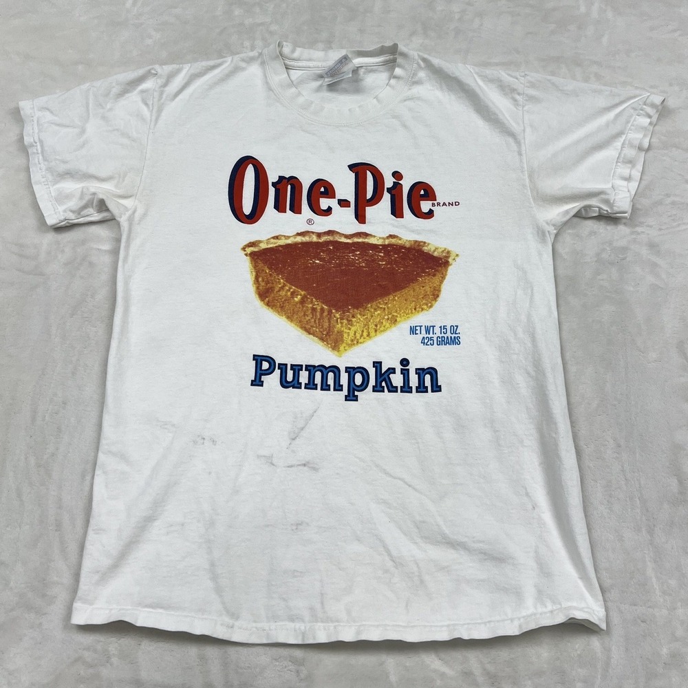 Hanes One-Pie Pumpkin T-Shirt Adult M White Recipe Back Graphic Tee